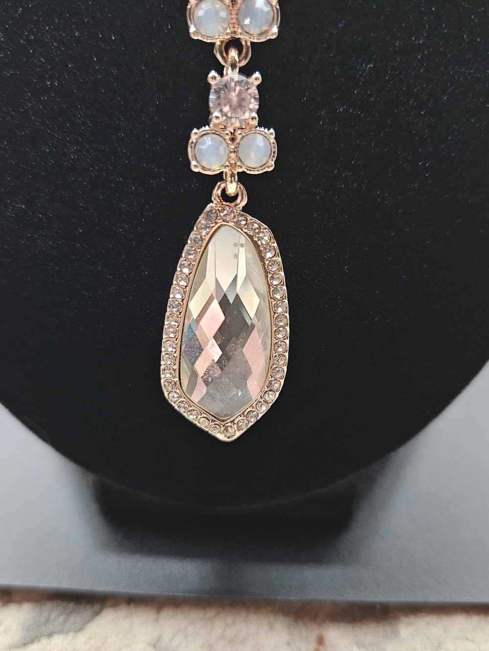 Rose Gold Teardrop Crystal Pendant Necklace - Women Jewelry